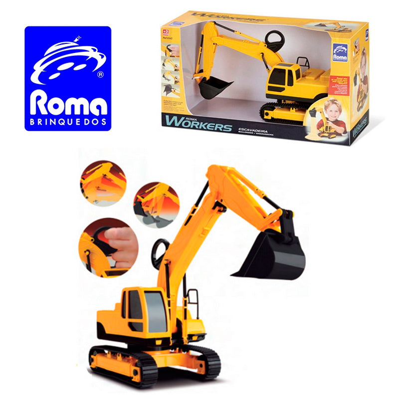Excavadora Amarilla Roma Workers con Brazo Móvil