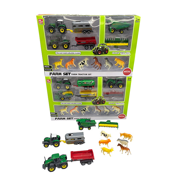 Set Granja con Tractores Die-Cast y Animales de Campo