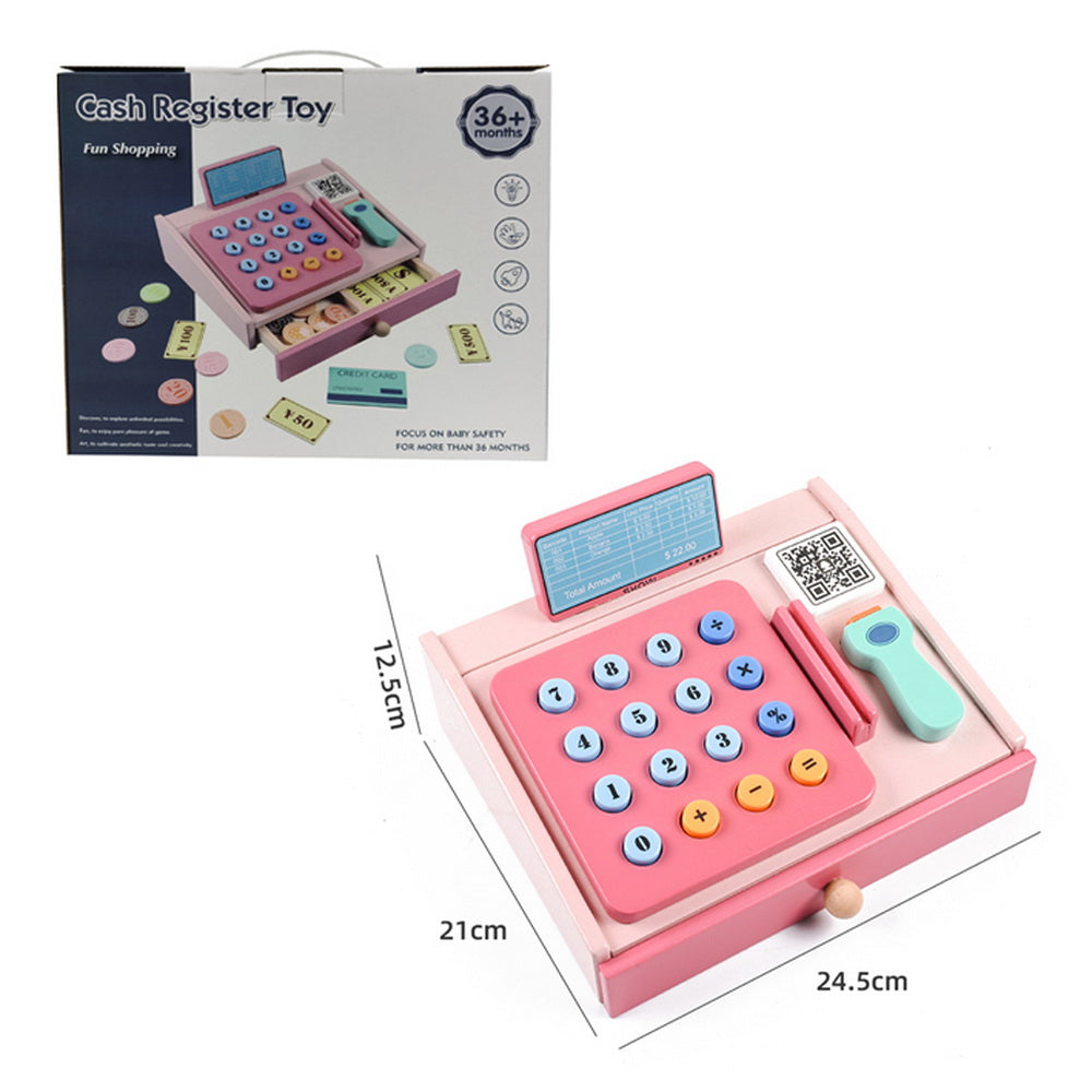 Registradora Madera Rosa con Escaner Billetes y Monedas