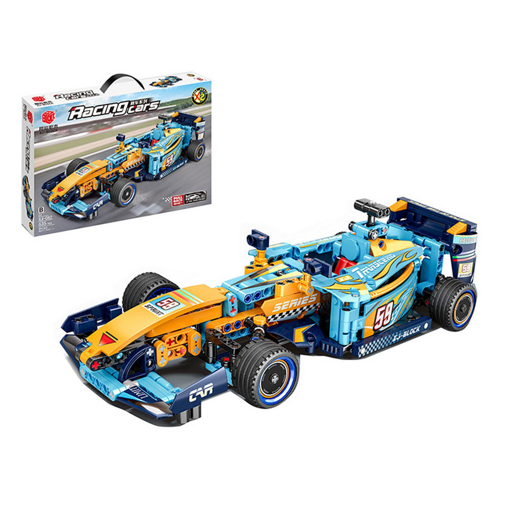 Bloques Auto F1 Racing Cars 635 Piezas Azul y Naranja