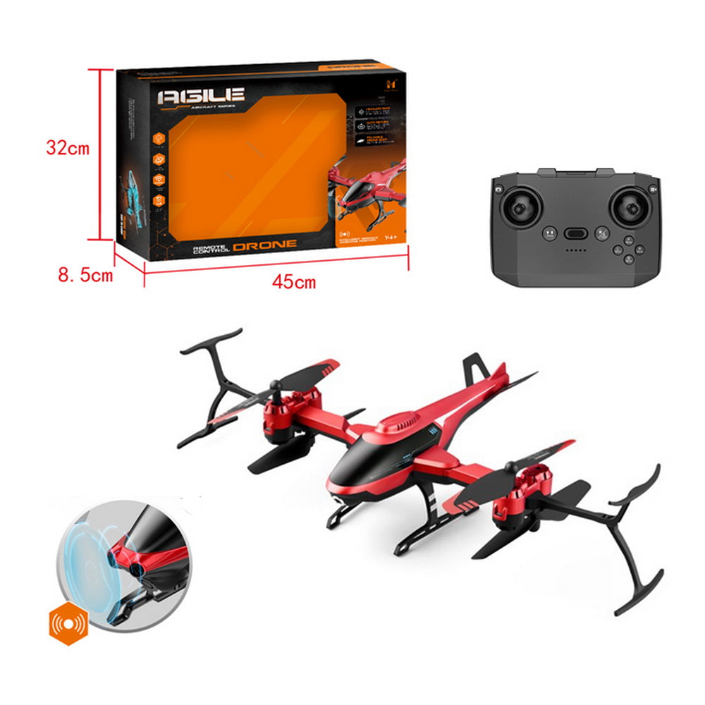 Dron Agile Radio Control Avión Rojo Negro con Mando