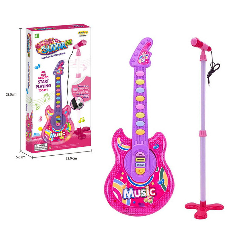Guitarra Eléctrica Infantil Rosa con Micrófono y Parlante
