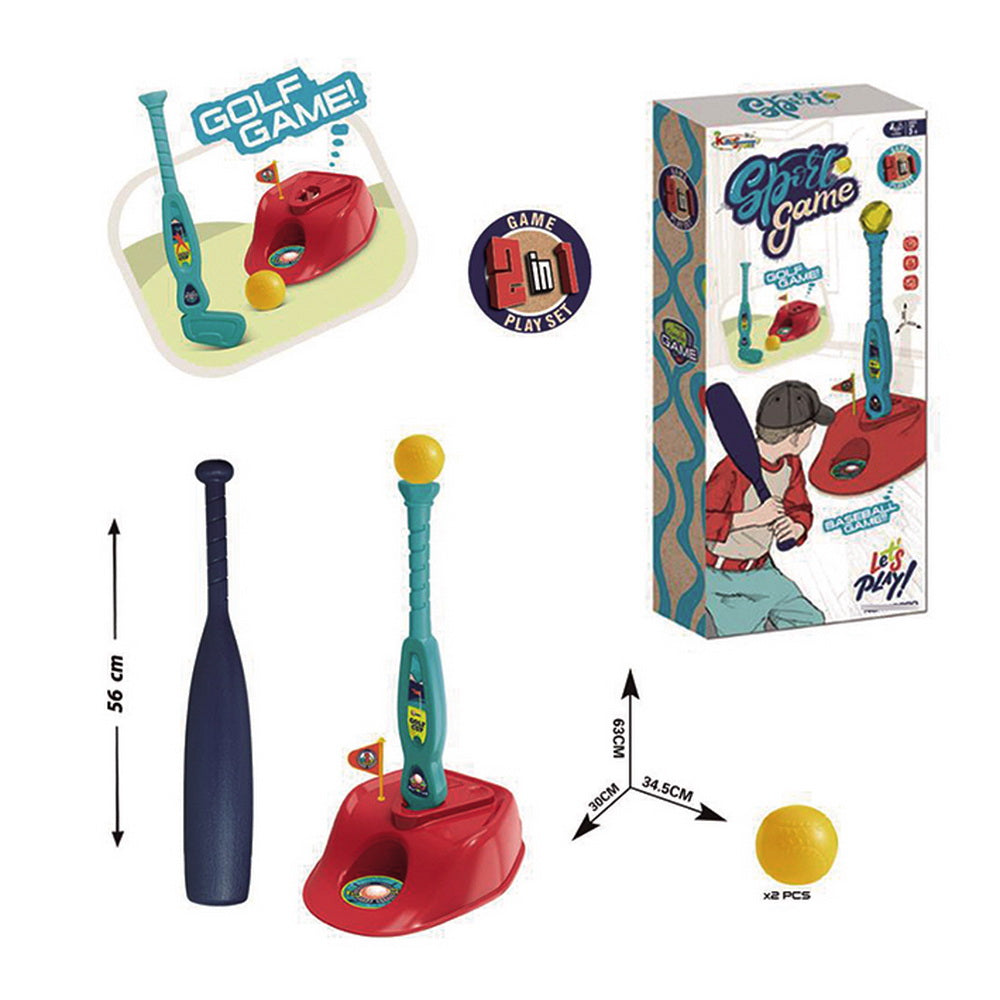 Juego Béisbol y Golf 2 en 1 con Base Lanzadora y 2 Pelotas
