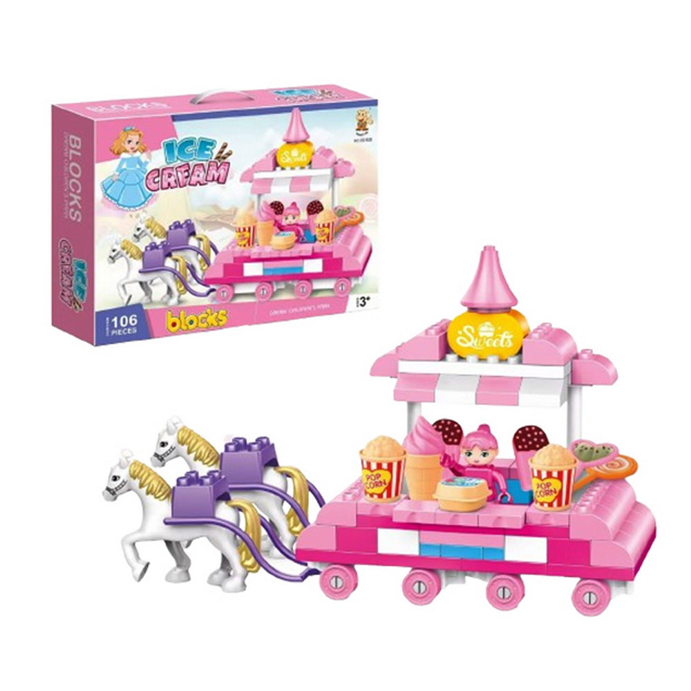 Bloques Carruaje Venta Helados 106 Piezas Construccion 3+