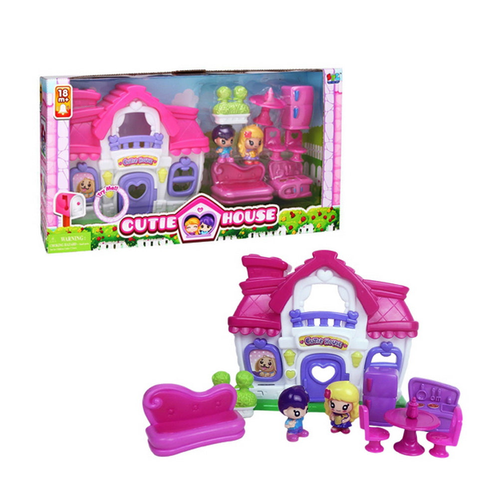 Casa de Muñecas Cutie House Rosa con Figuras y Muebles