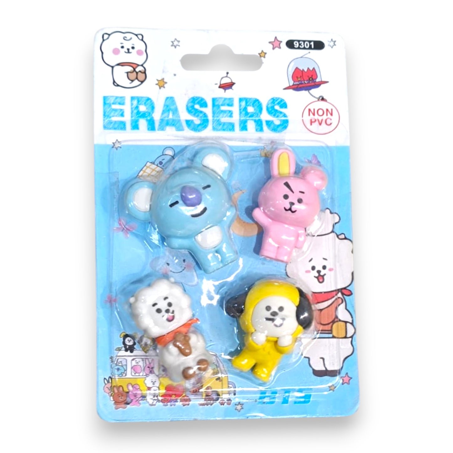 Set de 4 Gomas de Borrar con Diseño de BT21 BTS