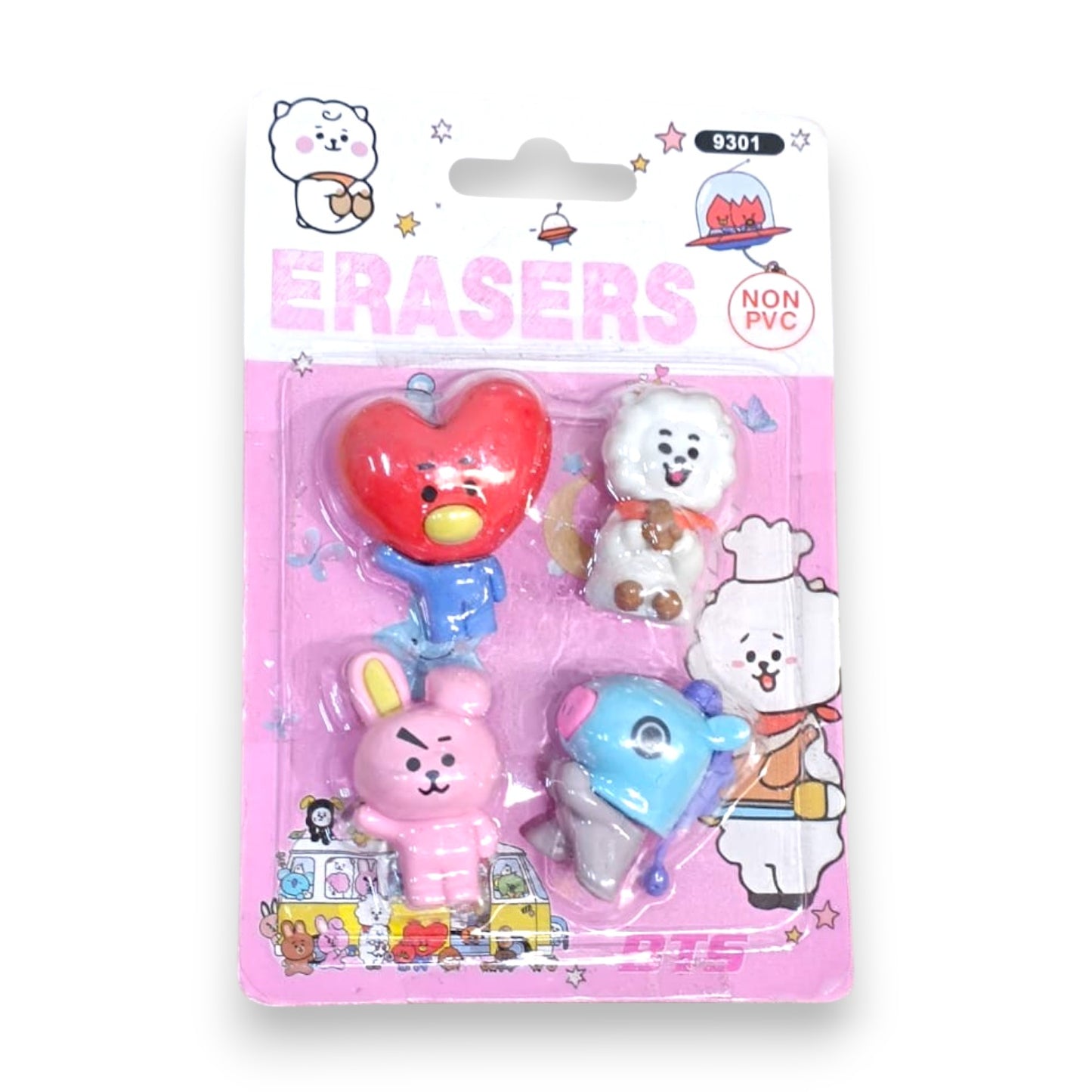 Set de 4 Gomas de Borrar con Diseño de BT21 BTS