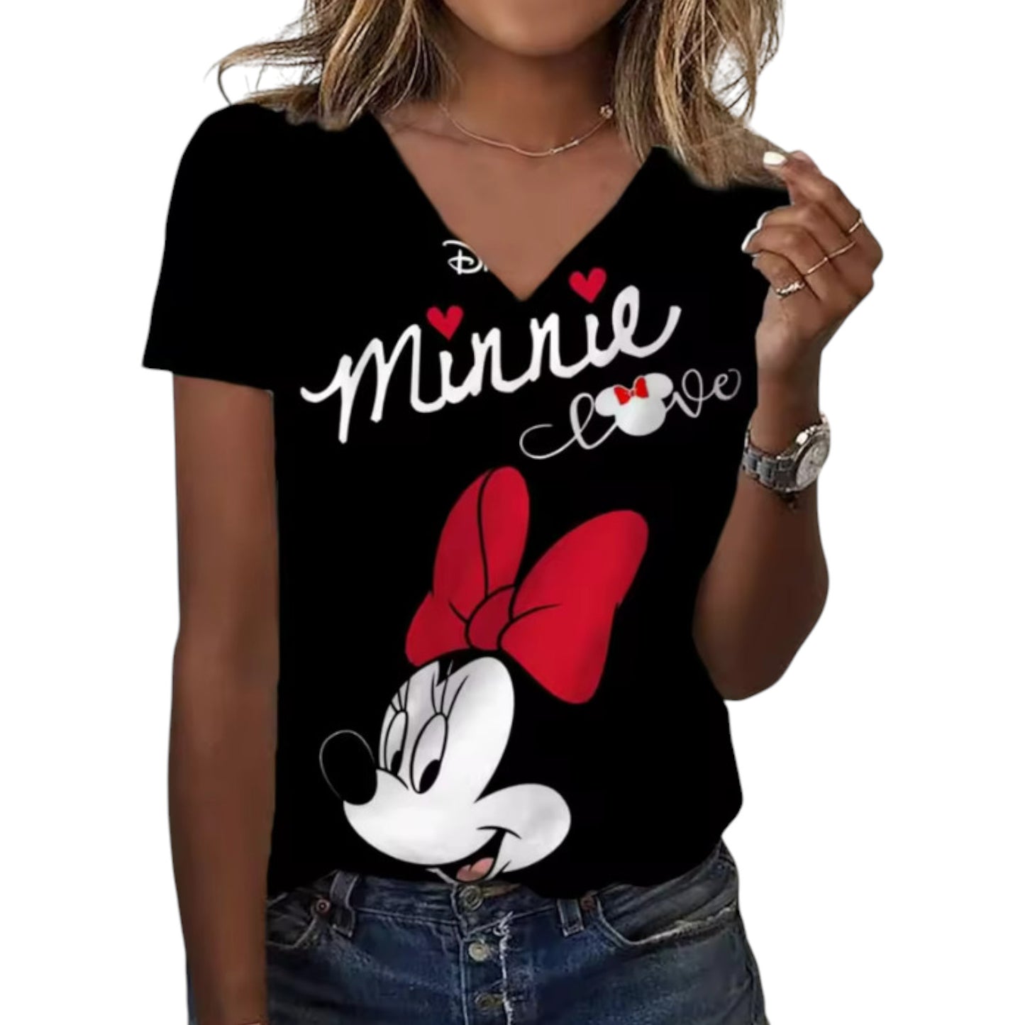 Polera de Mujer Minnie Cuello en V - Estampado Disney