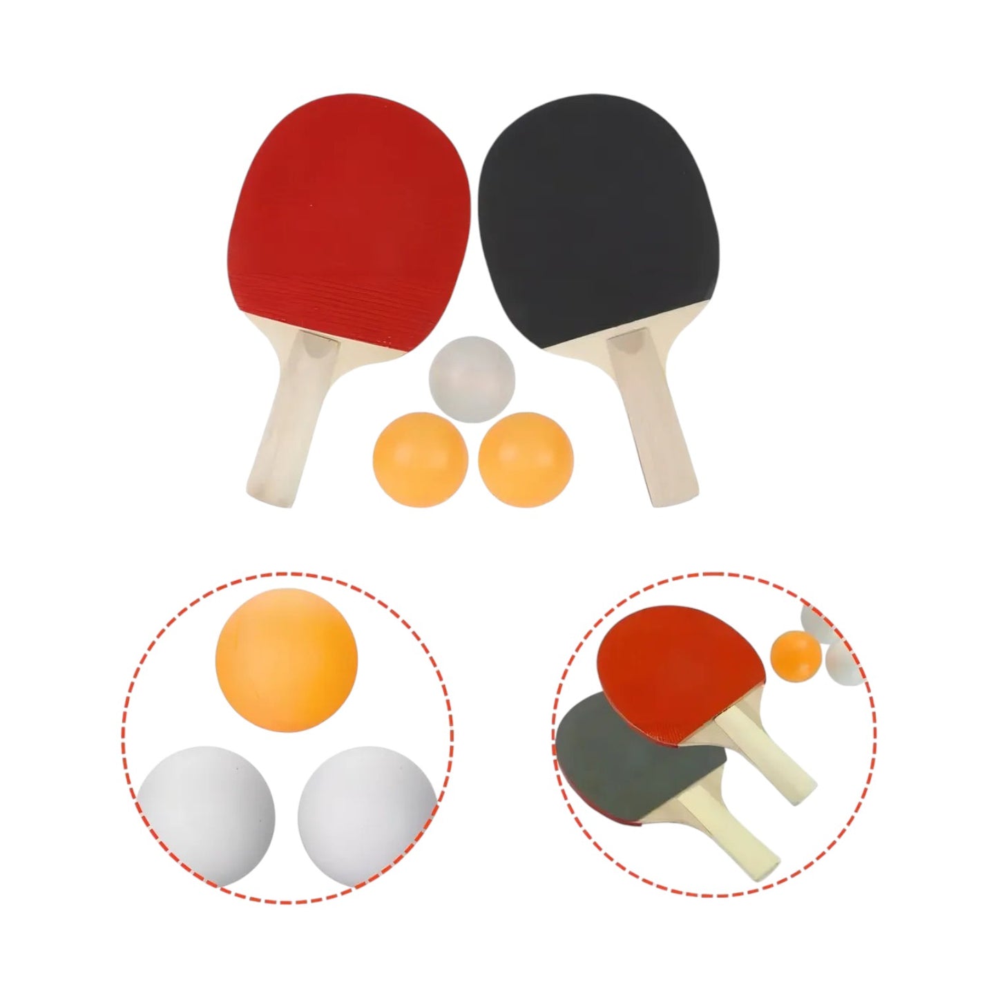 Set de Paletas de Ping Pong + 3 Pelotas | Juego Recreativo