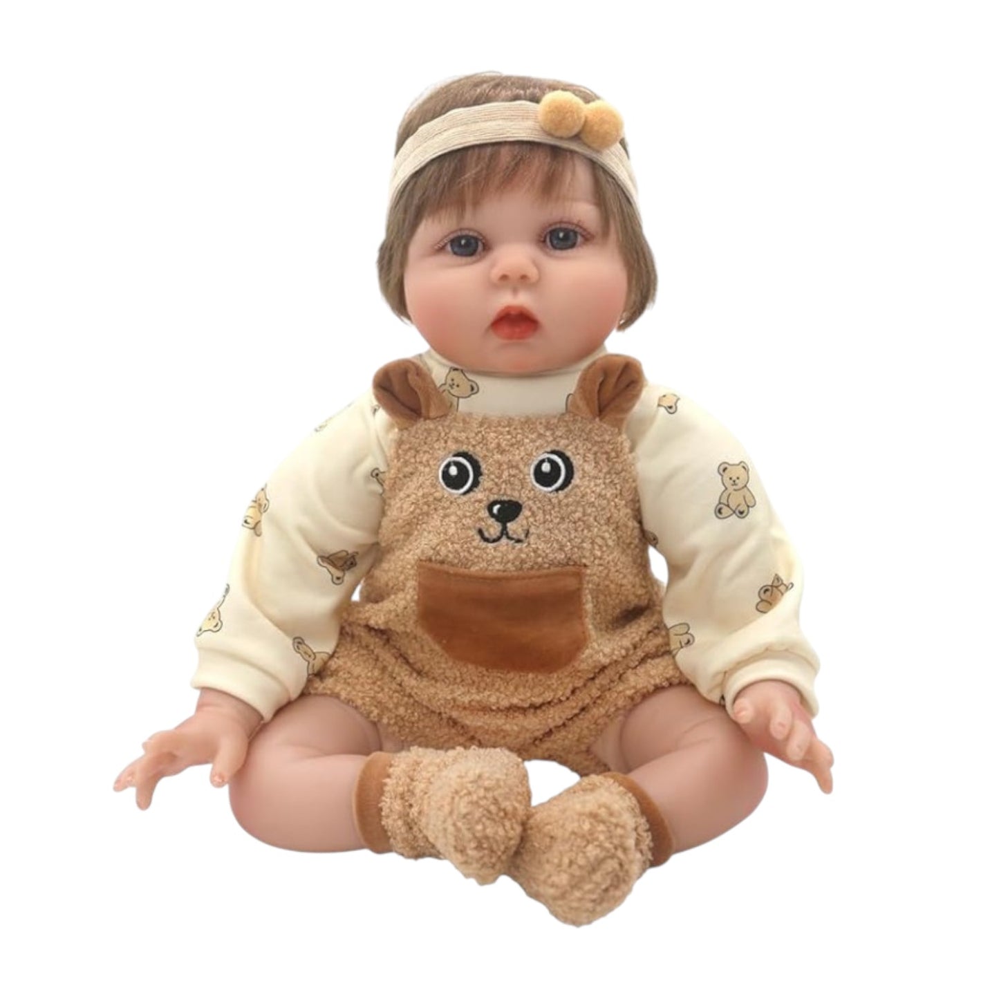 Ropa Enterito de Bebé Reborn Diseño Osito con Calcetines y Cintillo | 30-50 cm