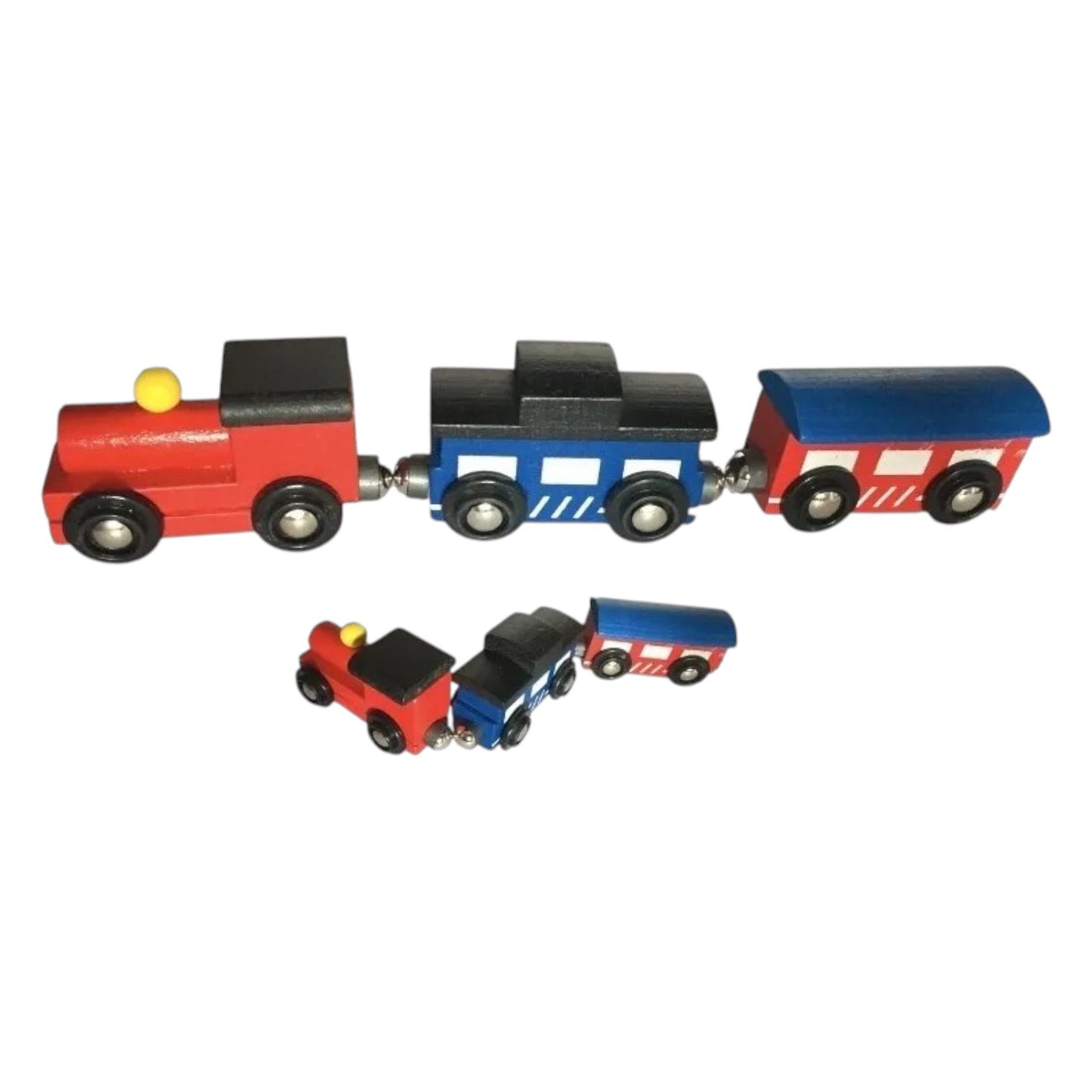Set de 4 Vehículos de Madera con Imanes – Estilo Tren