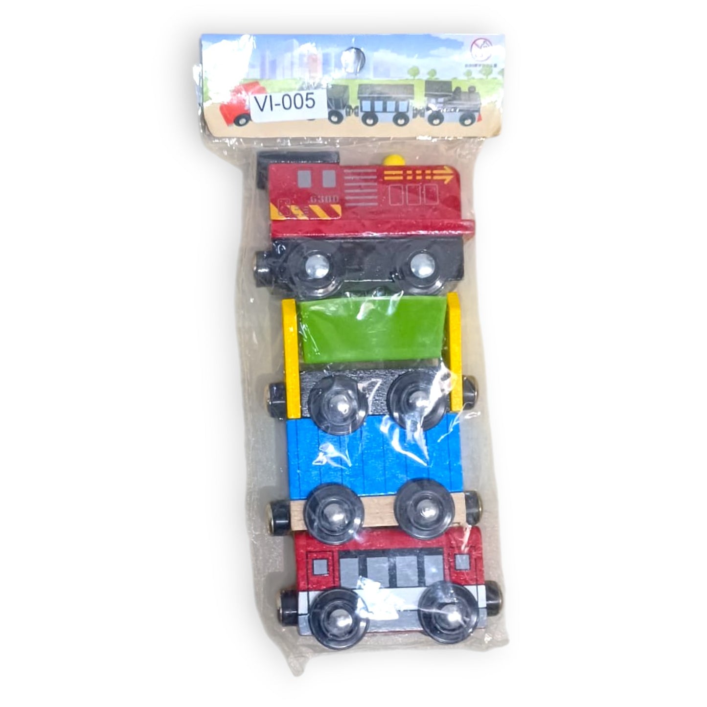 Set de 4 Vehículos de Madera con Imanes – Estilo Tren
