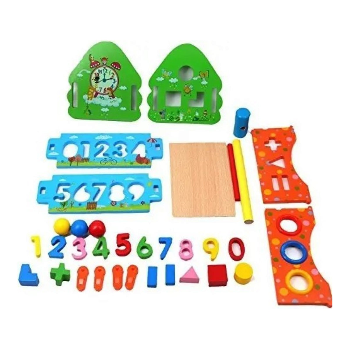 Casa Didáctica de Madera Multifuncional con Números y Encajes para Niños