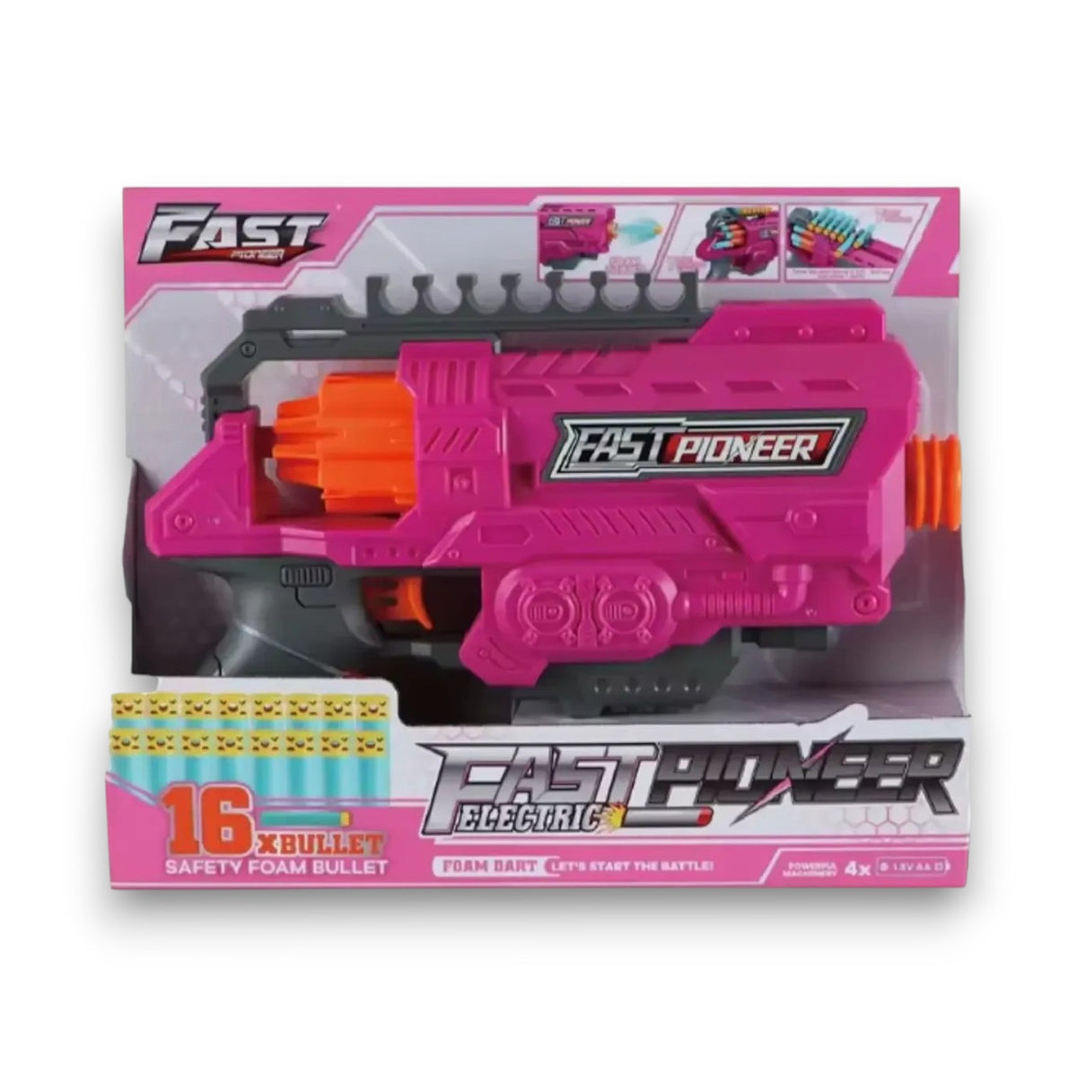 Lanza Dardos Pink Fast Pioneer con 16 Dardos de Espuma