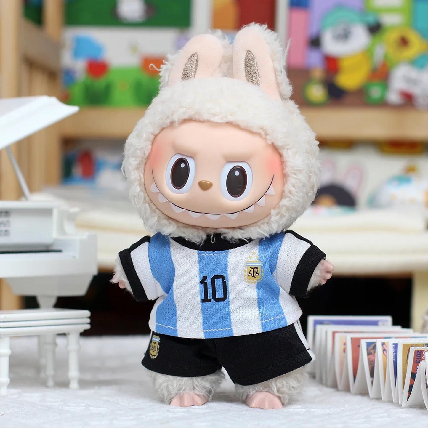 Ropa de muñeco Labubu de 17cm conjunto de serie de fútbol Real madrid/argentina