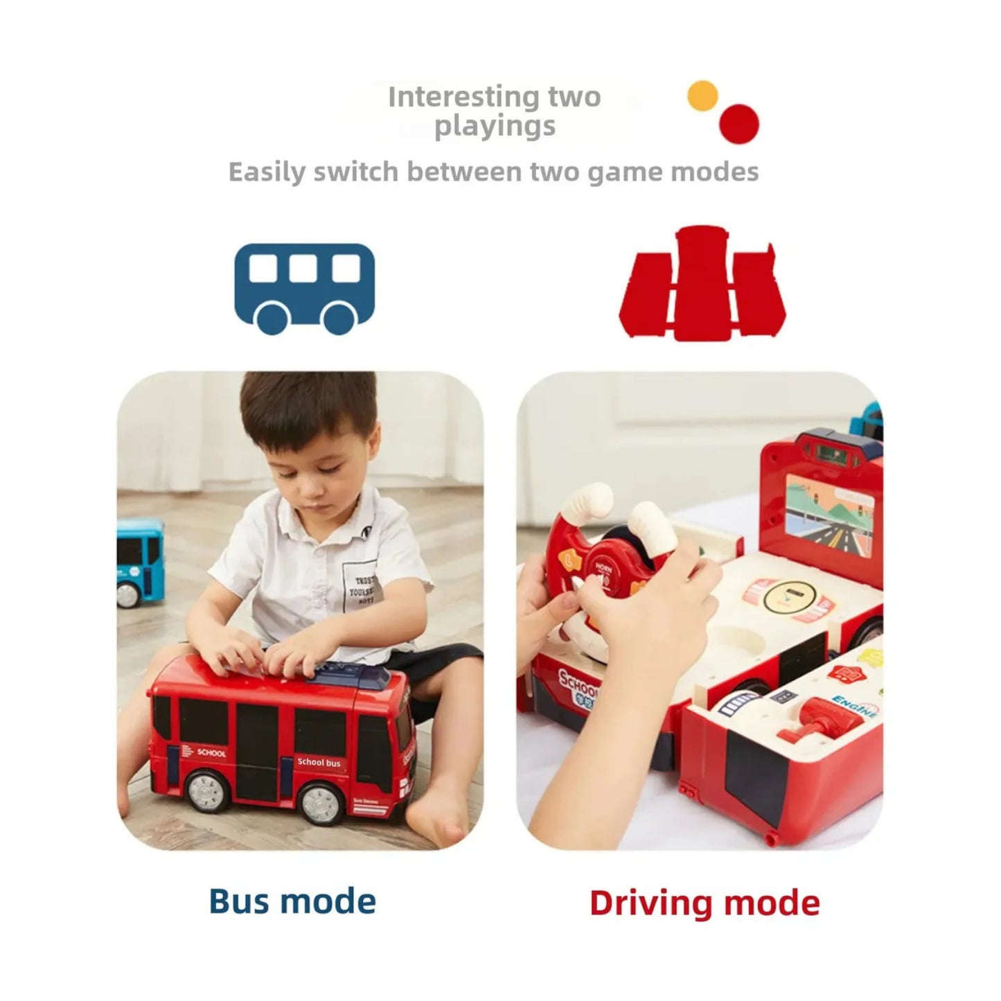 Autobús Multifunción Sunnimix Rojo – Juguete 2 en 1 para Bebés