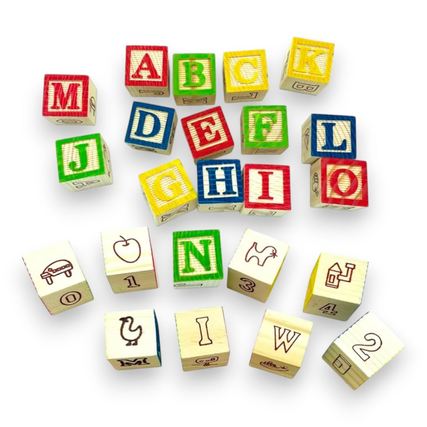 Cubo De Madera Letras Y Números 27 Piezas Didácticos