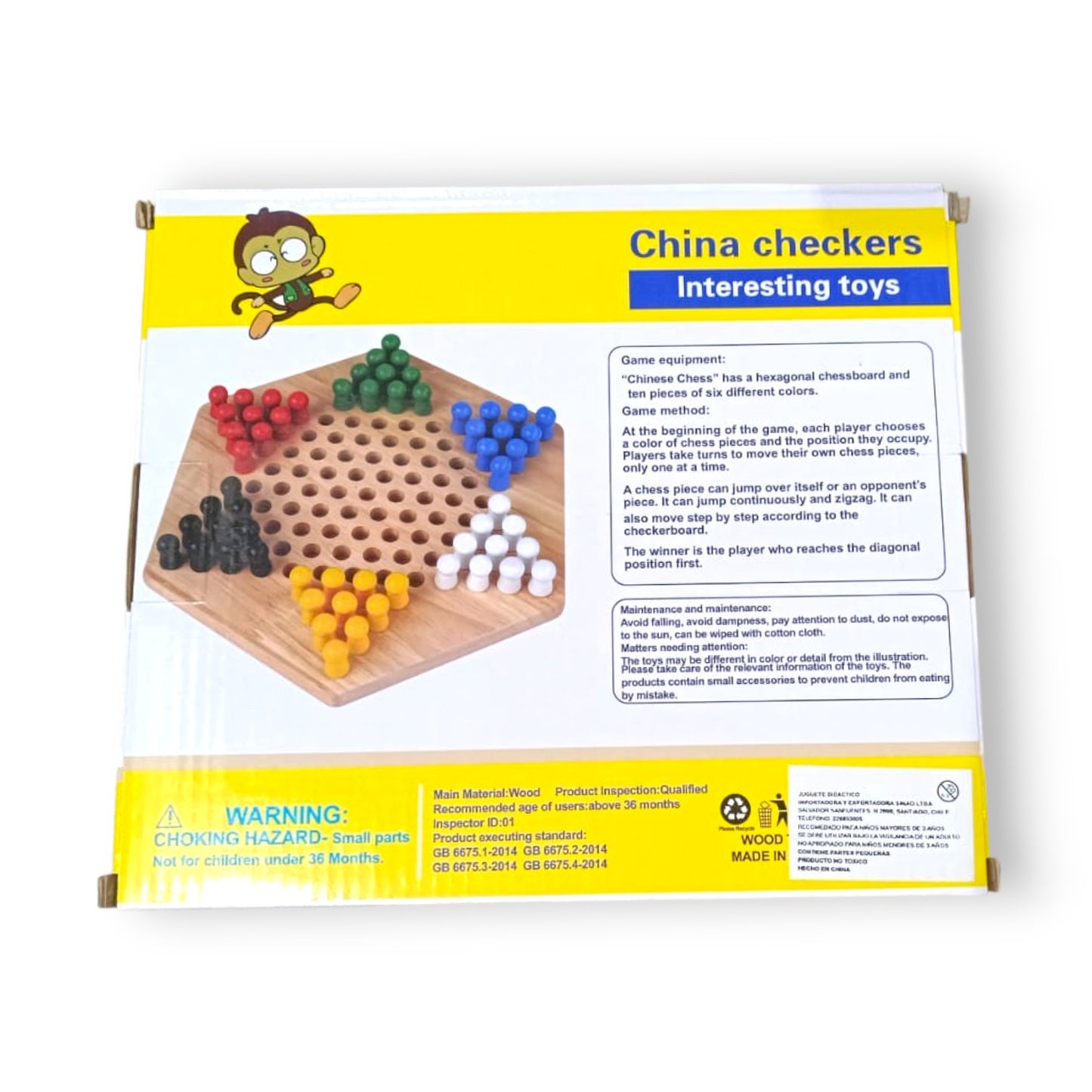Damas Chinas de Madera | Juego Clásico con 61 Piezas de Colores