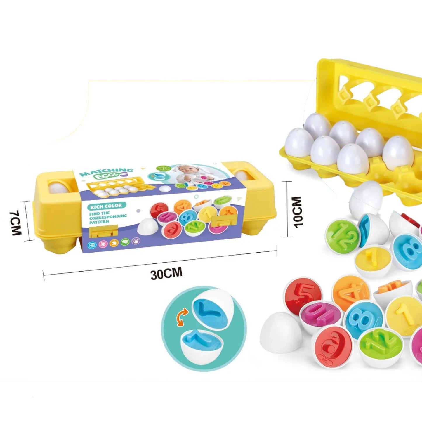 Huevos Encajes de Números y Colores 12un