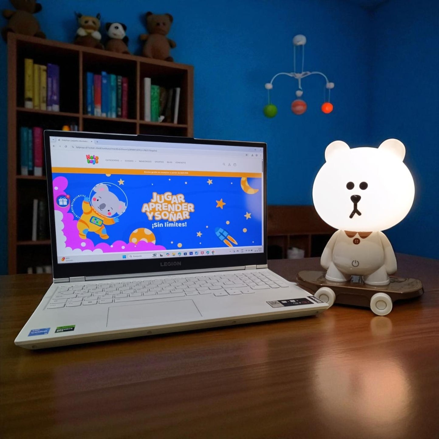Lampara de Velador Infantil Oso Luminoso Luz Led Usb