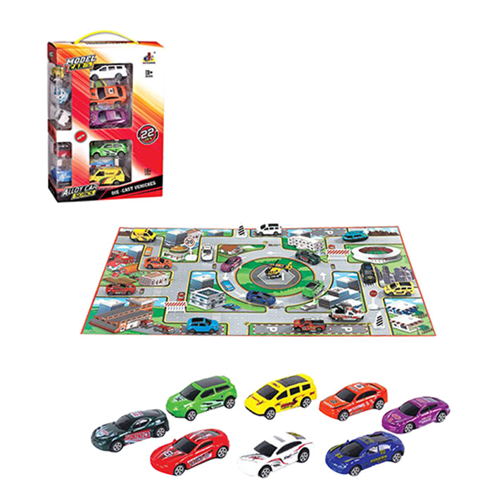 Set 22 Autitos Die-Cast con Alfombra Ciudad de Juego