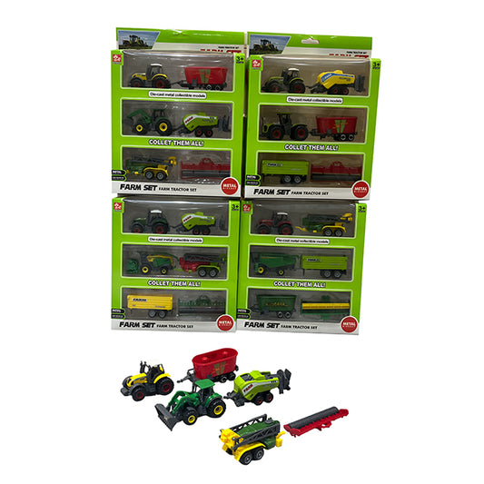 Set Tractores Agrícolas Die-Cast Metal Farm Tractor