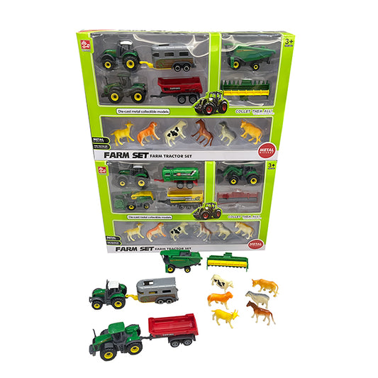 Set Granja con Tractores Die-Cast y Animales de Campo