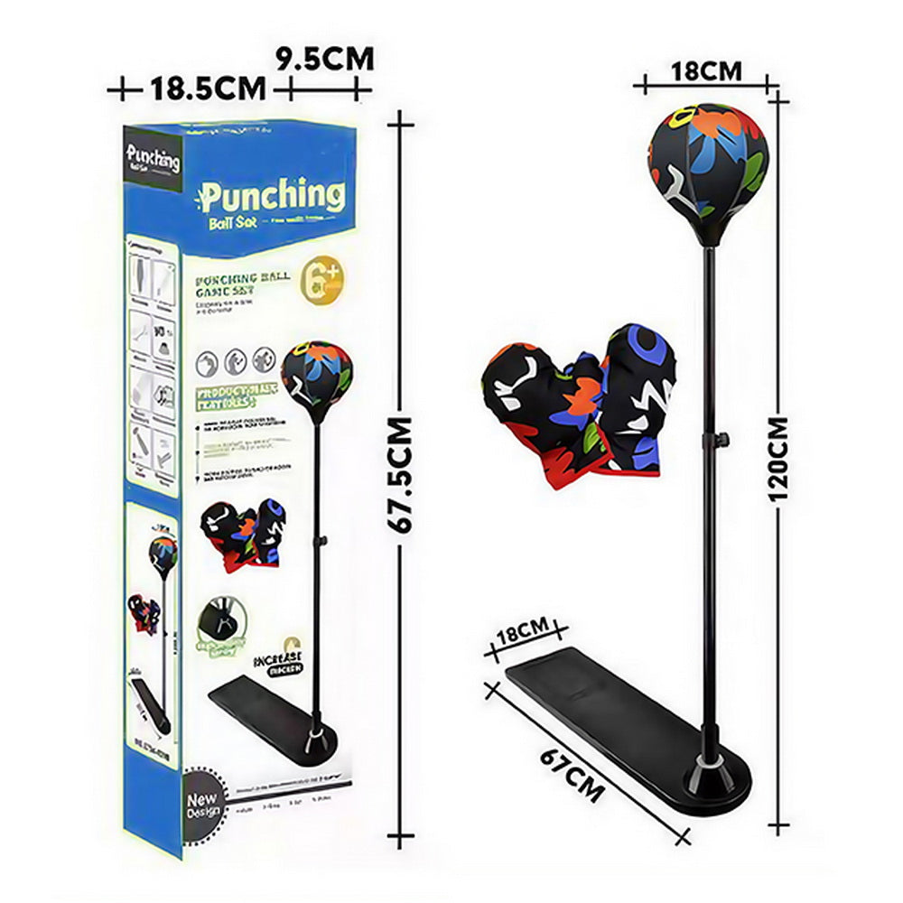 Puchinbol con Base Ajustable 120cm y Guantes de Boxeo