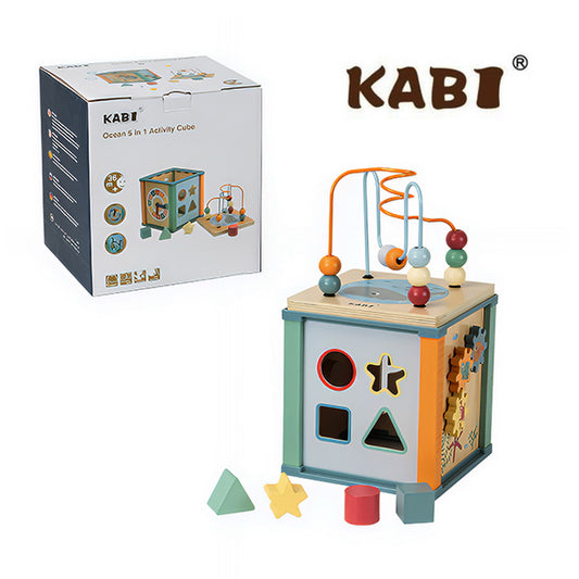 Cubo Didáctico Madera 5 en 1 Actividades Bebés 3 Años