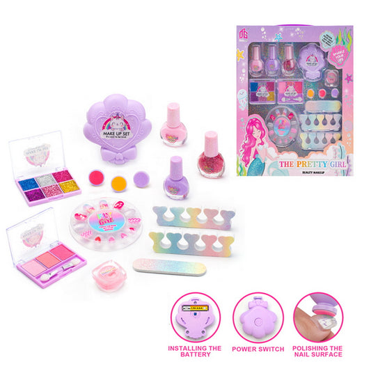 Set Uñas y Maquillaje Pretty Girl Niñas Sirena Completo