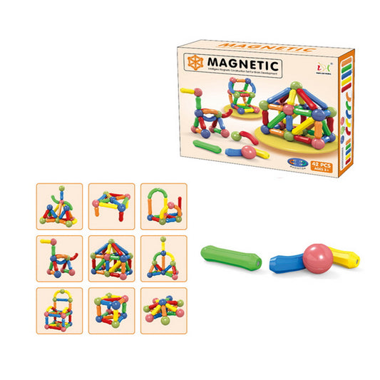 Set Construcción Magnético 42 Piezas Barras y Esferas 3+