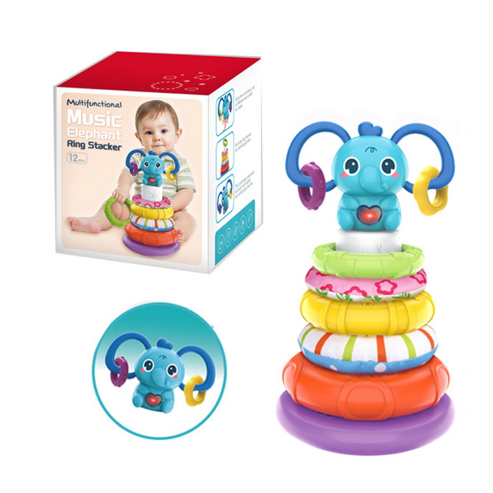 Elefante Musical Argollas Apilables 5 Anillos Colores 12m+