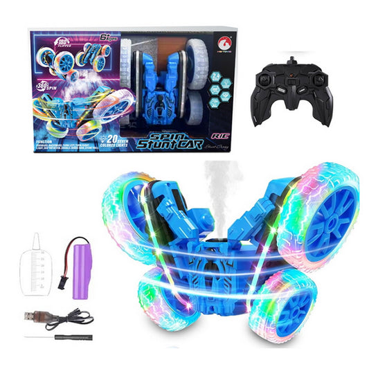 Auto RC Giro 360 Spin Stunt Car Luces LED Humo y Volteo