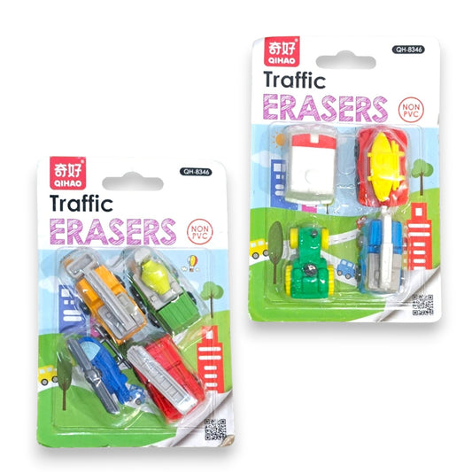 Set de 4 Gomas de Borrar con Diseño de Vehículos