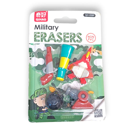 Set de 4 Gomas de Borrar con Diseño Militar