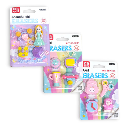Set de 4 Gomas de Borrar con Diseño de Princesa