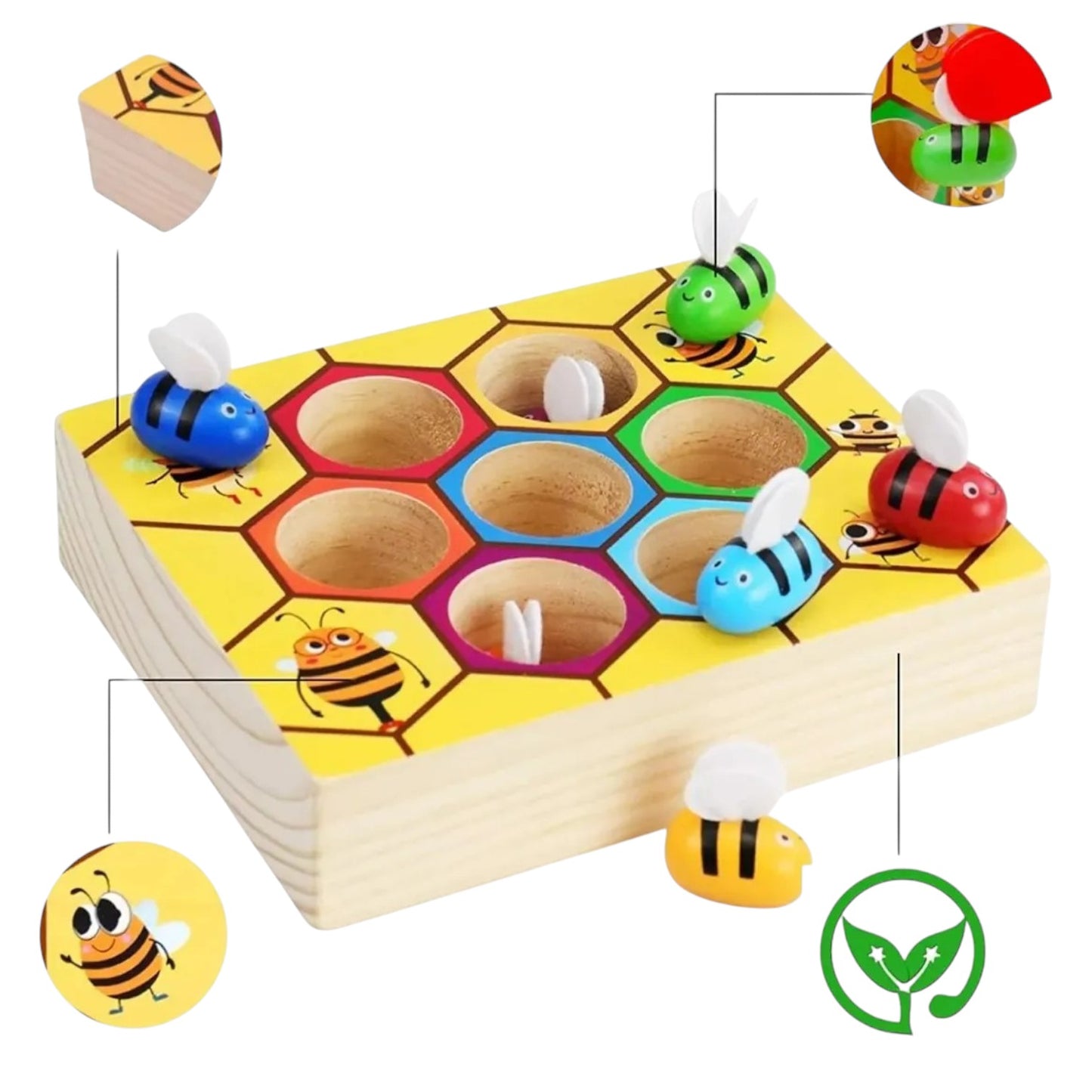 Juego de Abeja Montessori | Juguete de Madera Educativo para Niños