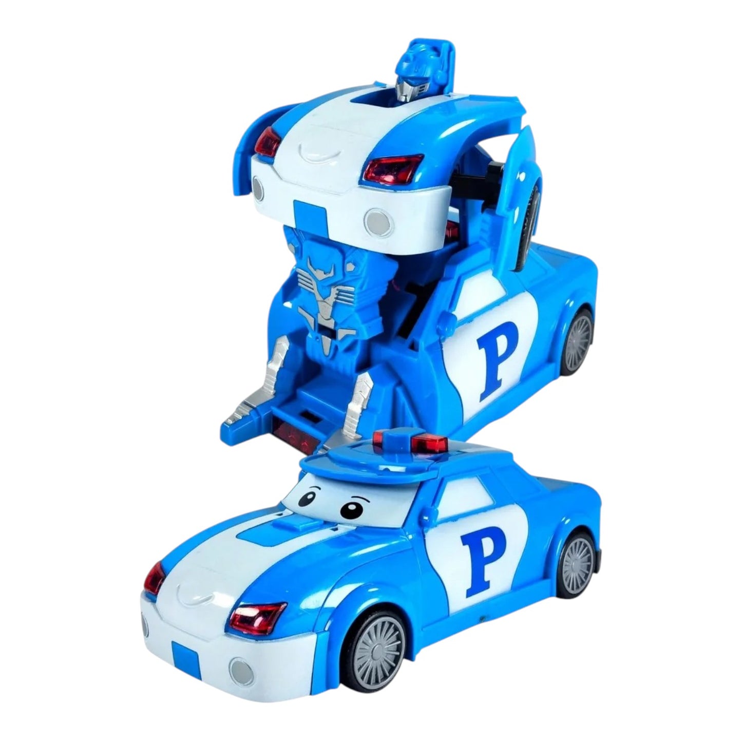 Auto Policía Convertible a Robot Azul - Juguete Transformers