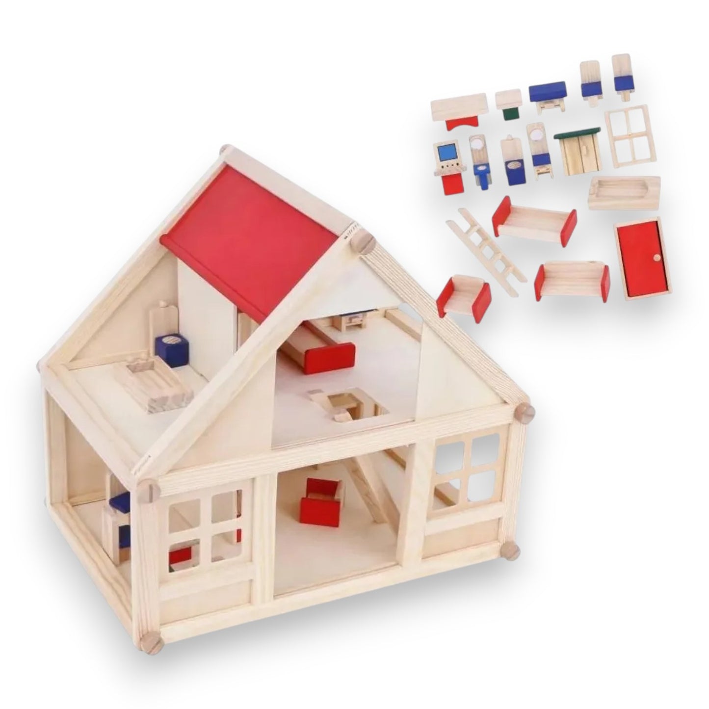 Casa Madera Muñecas con Mini Muebles