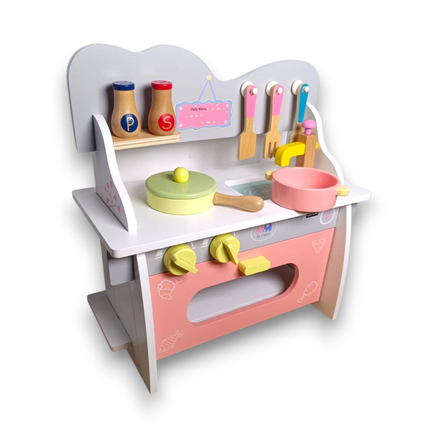 Cocina de Madera Rosada con Horno Didáctica