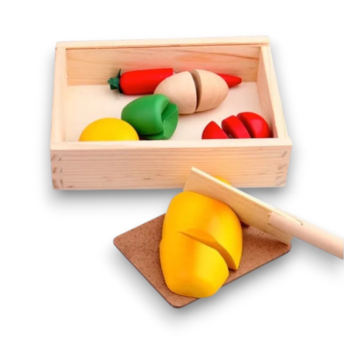 Set Corta Frutas de Madera con Velcro Didáctico Montessori