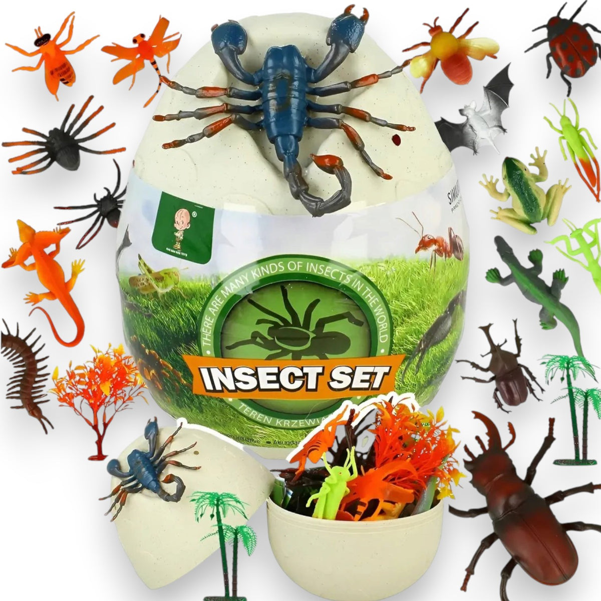 Huevo Gigante con Insectos y Árboles Misteriosos Animal – 17 Figuras