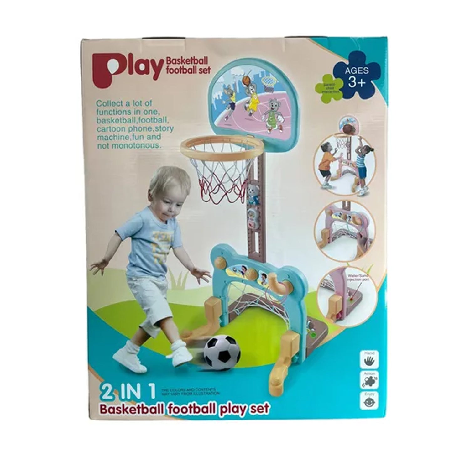 Juguete 2en1 Baloncesto Y Futbol Infantil