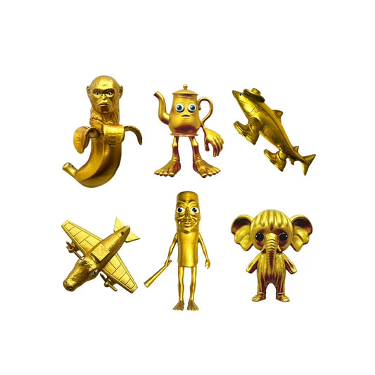 Brainrot Set 6 Figuras Doradas Colección Chimpanzini Bananini