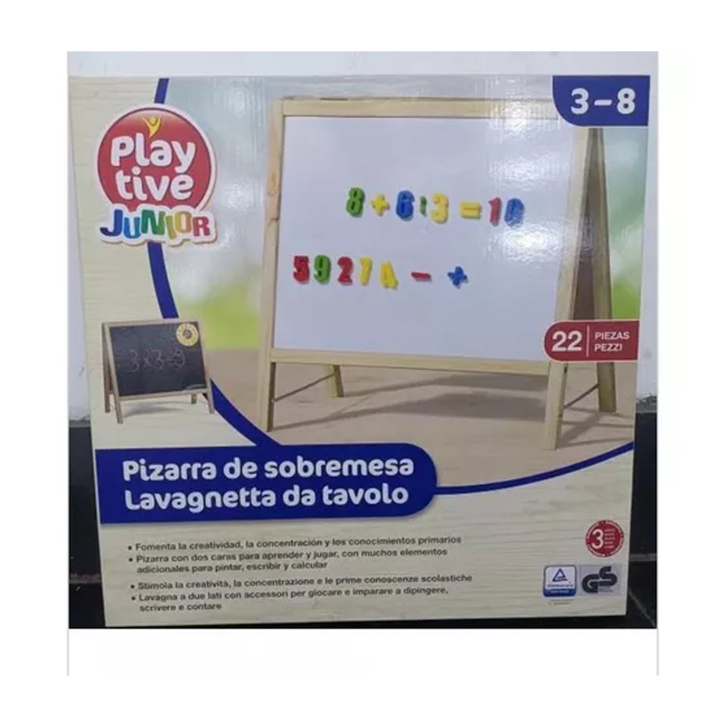 Pizarra Magnética Doble Para Niños Tiza Plumón Y Números
