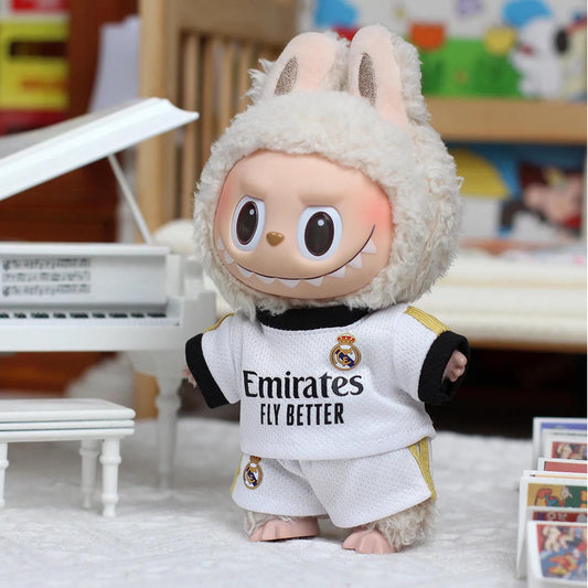 Ropa de muñeco Labubu de 17cm conjunto de serie de fútbol Real madrid/argentina