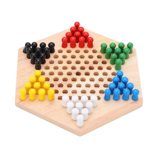 Damas Chinas de Madera | Juego Clásico con 61 Piezas de Colores