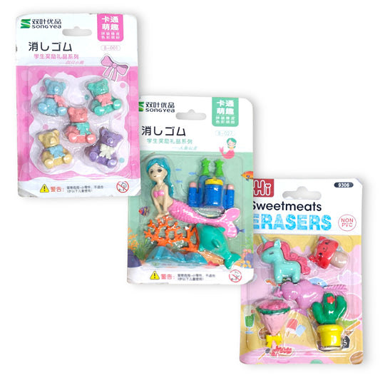 Set de 4 Gomas de Borrar con Diseño de Fantasía
